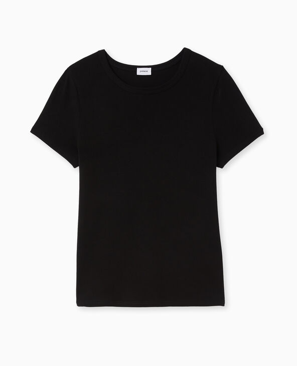 T-shirt ajusté manches courtes noir - Pimkie