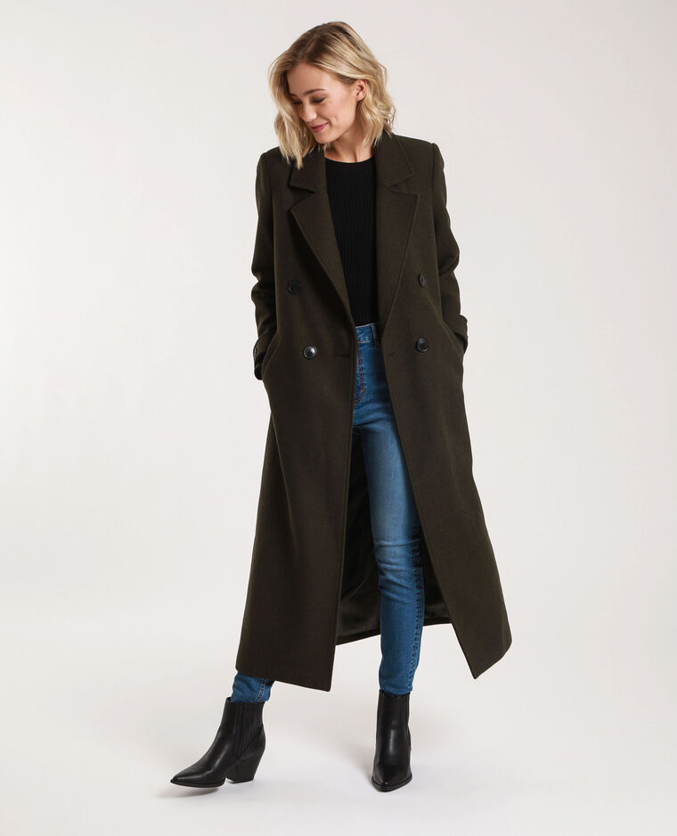 manteau noir long laine