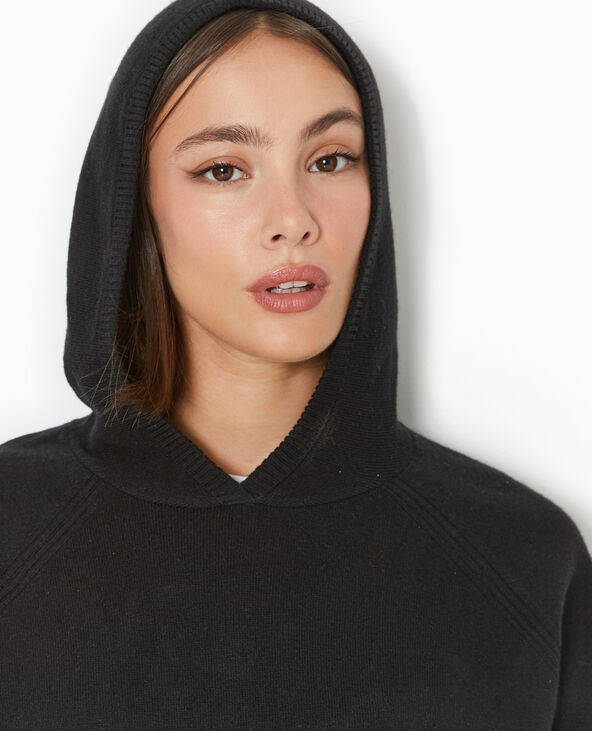 Pull en maille avec capuche noir - Pimkie