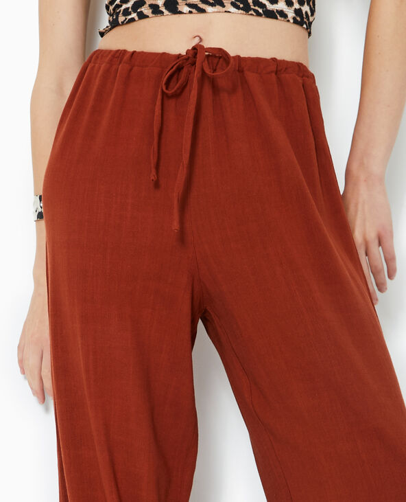 Pantalon large et droit avec taille élastiquée marron - Pimkie