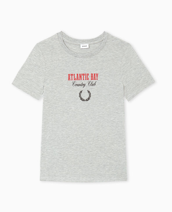 T-shirt ajusté avec print gris chiné - Pimkie