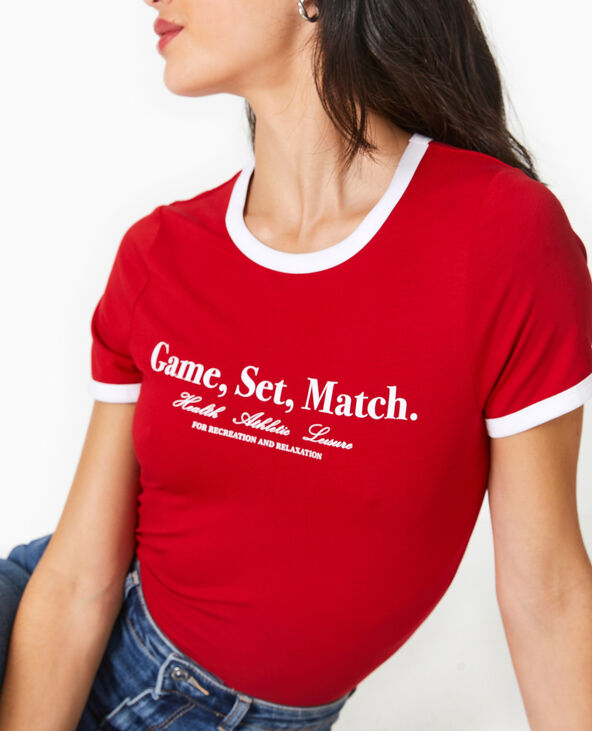 T-shirt avec print et biais contrastés rouge - Pimkie