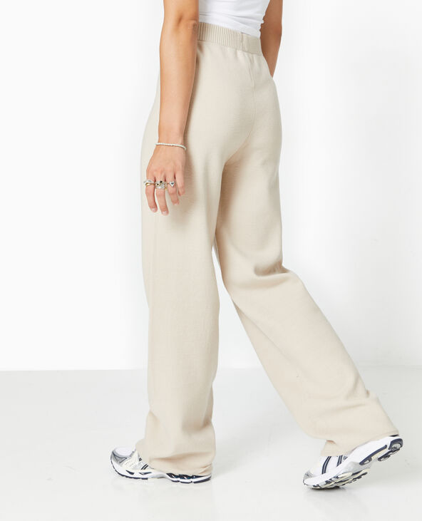 Pantalon droit en maille fine beige - Pimkie