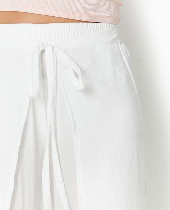 Pantalon large avec fentes et pans à nouer blanc - Pimkie