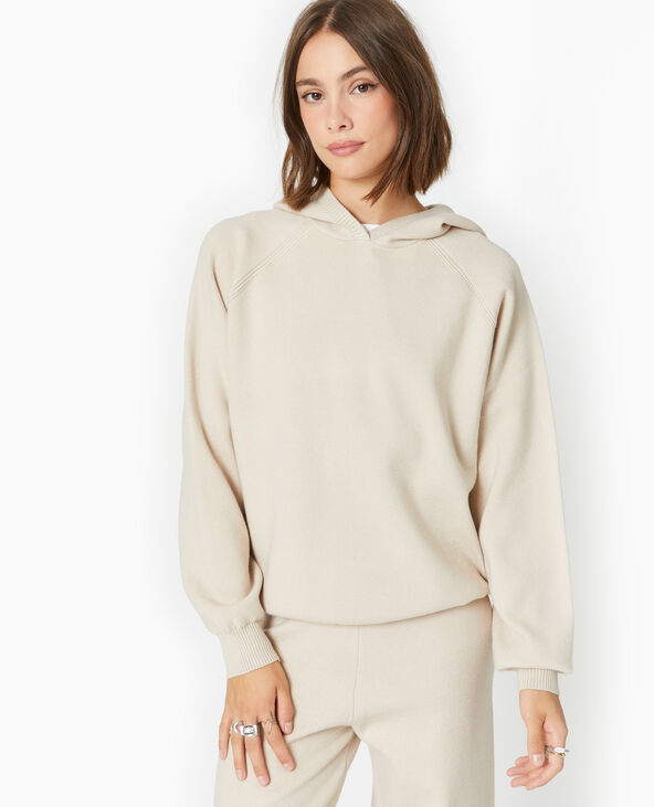 Pull en maille avec capuche beige - Pimkie