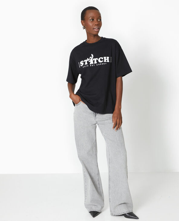 T-shirt oversize avec prints STITCH noir - Pimkie