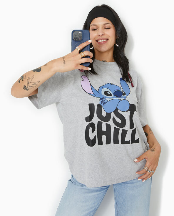 T-shirt oversize STITCH gris chiné - Pimkie