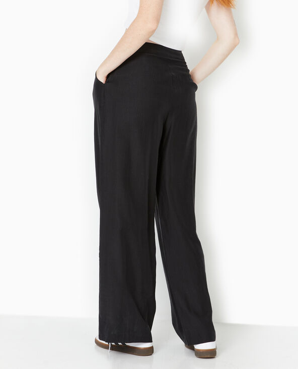 Pantalon large avec pinces noir - Pimkie