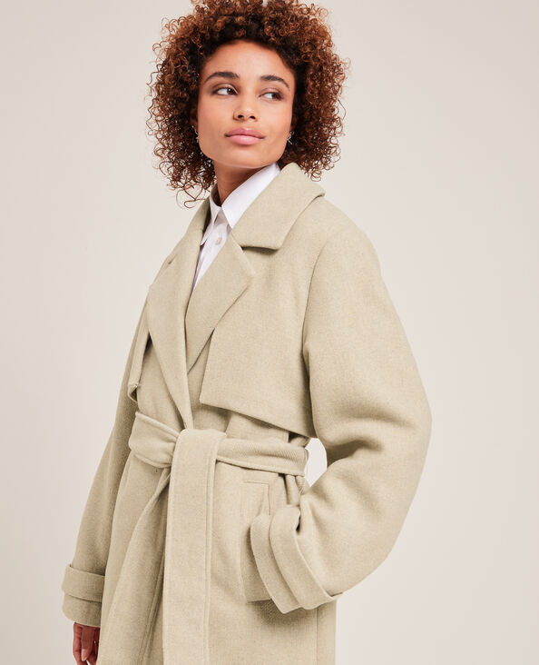 manteau beige laine femme