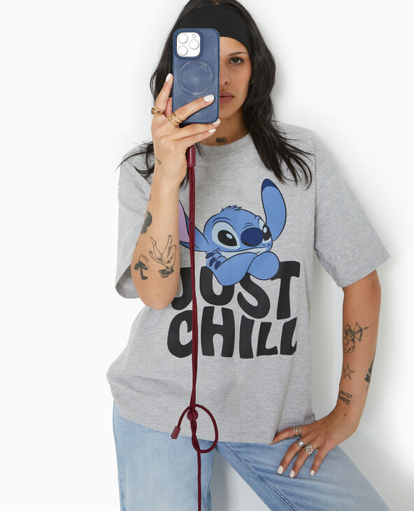 T-shirt oversize STITCH gris chiné - Pimkie