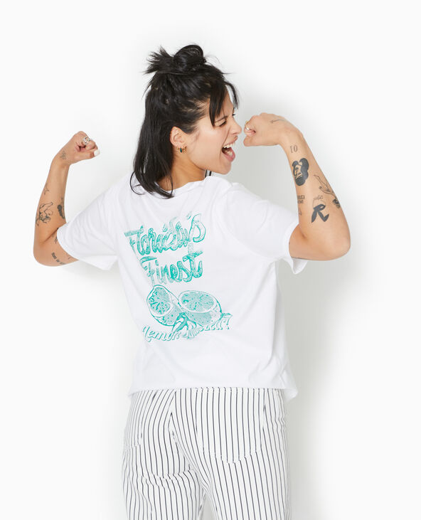 T-shirt oversize avec print poitrine et dos blanc - Pimkie