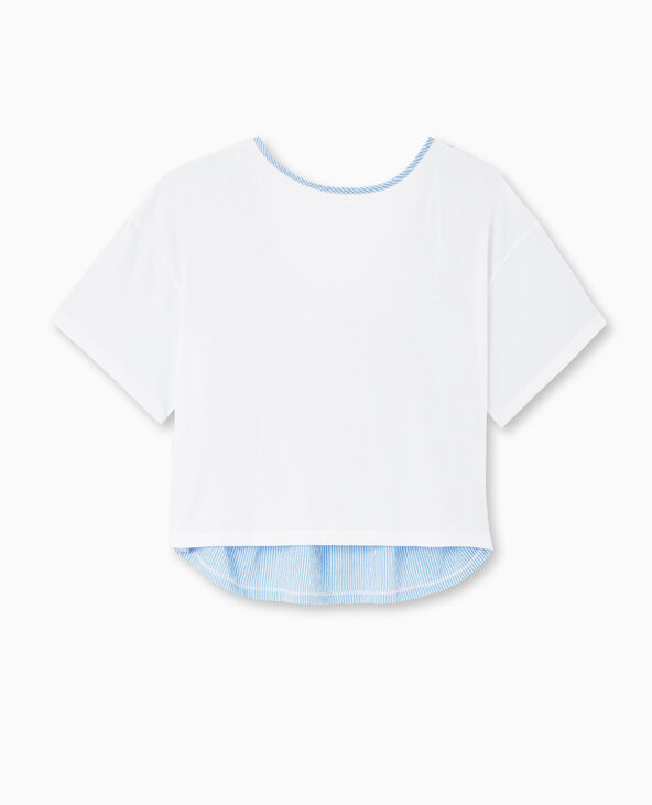 T-shirt bi-matière avec nouettes dos blanc - Pimkie