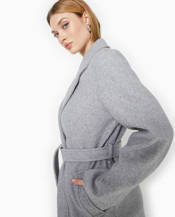 Manteau mi-long avec ceinture gris clair - Pimkie