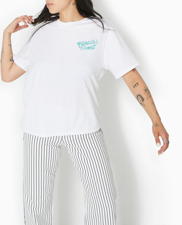 T-shirt oversize avec print poitrine et dos blanc - Pimkie