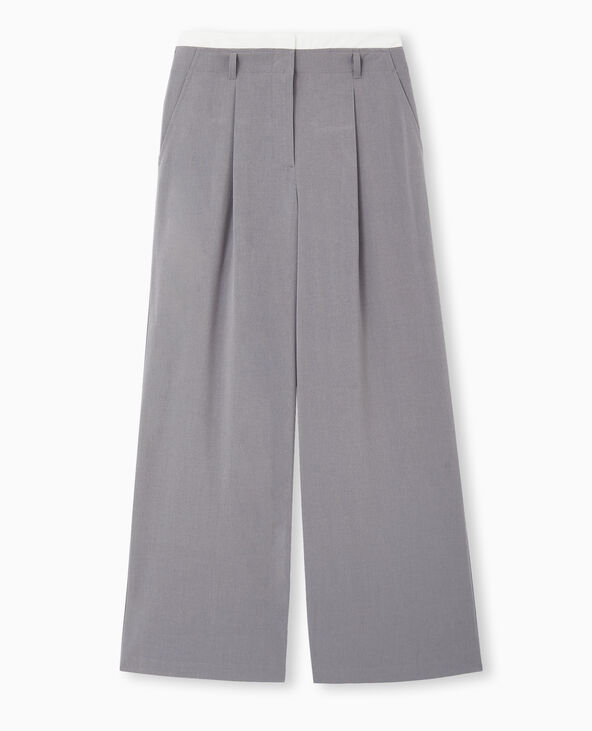 Pantalon large et droit avec détail ceinture gris foncé - Pimkie