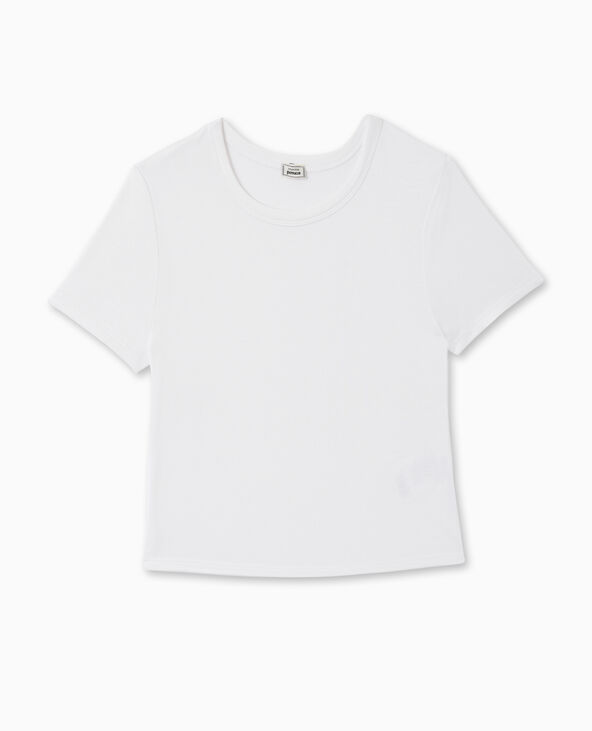 T-shirt court en maille fluide blanc - Pimkie