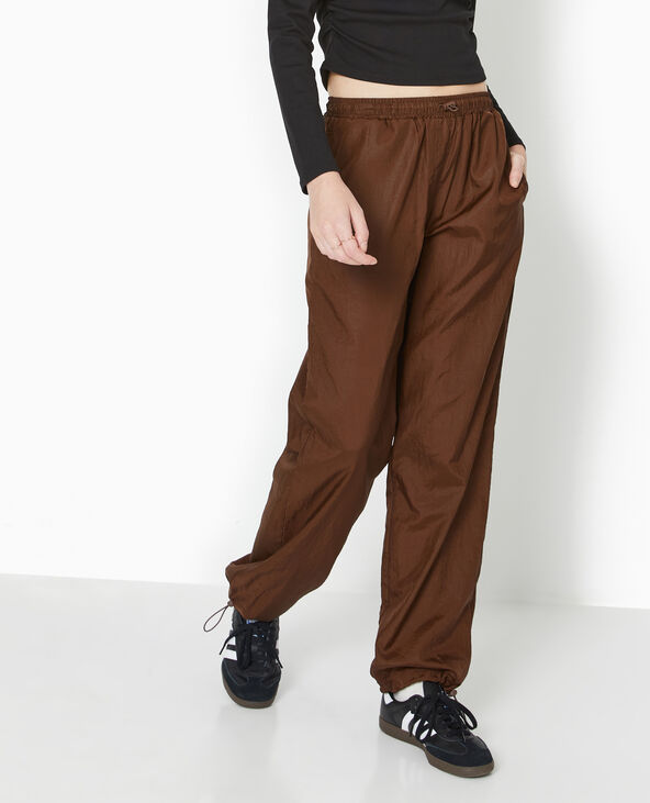 Pantalon parachute avec liens élastiqués marron - Pimkie