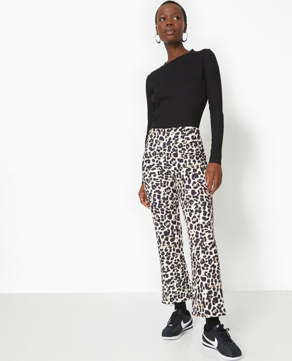 Pantalon 7/8ème flare motif léopard noir - Pimkie