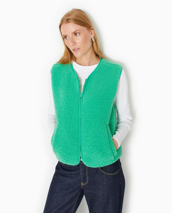 Gilet sans manches effet mouton vert - Pimkie