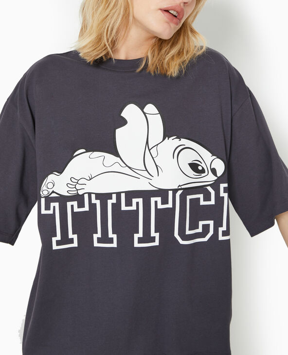 T-shirt oversize avec grand print STITCH devant gris - Pimkie