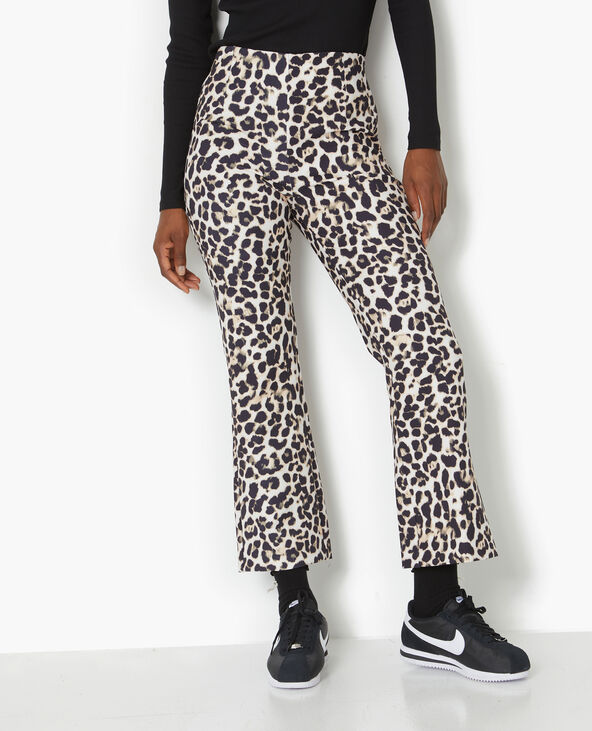 Pantalon 7/8ème flare motif léopard noir - Pimkie