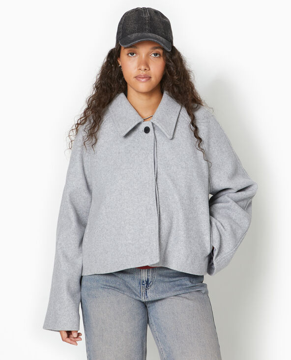 Manteau court drap de laine gris clair - Pimkie