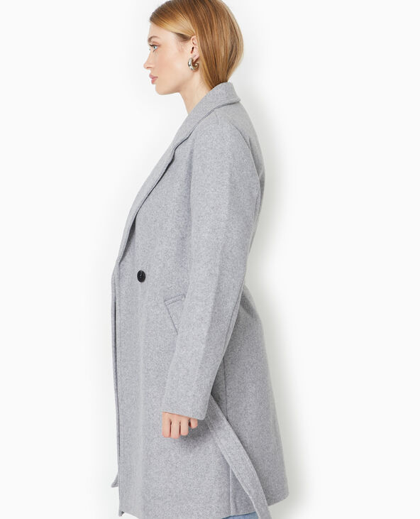 Manteau mi-long avec ceinture gris clair - Pimkie