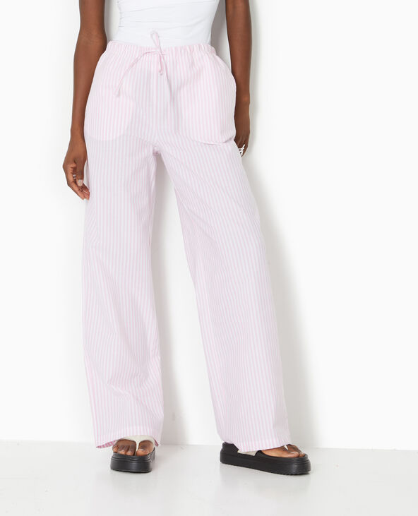 Pantalon rayé façon pyjama d'homme rose - Pimkie