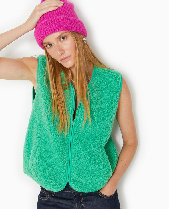 Gilet sans manches effet mouton vert - Pimkie