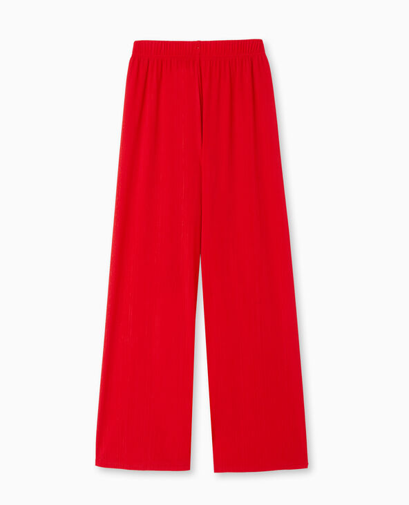 Pantalon palazzo en maille texturée effet rayé rouge - Pimkie
