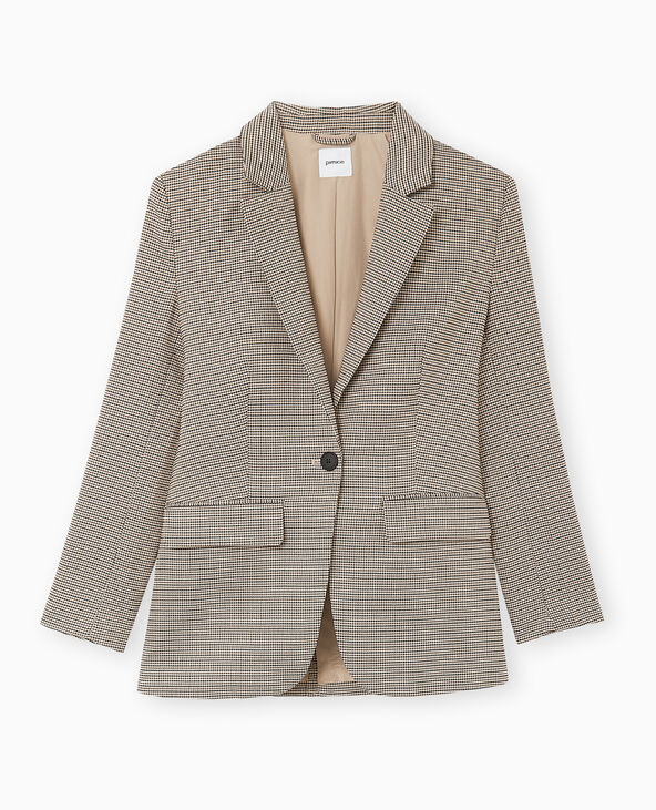 Veste blazer droite motif pied-de-poule marron - Pimkie