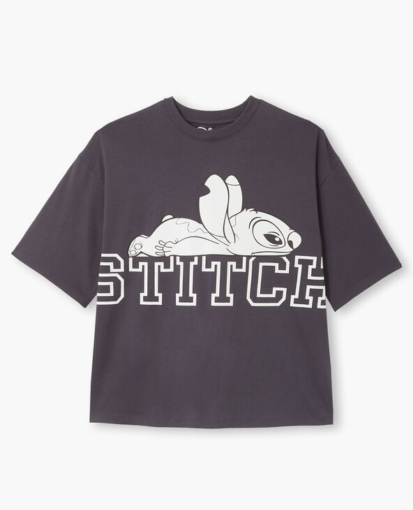 T-shirt oversize avec grand print STITCH devant gris - Pimkie