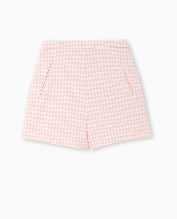 Short city taille haute motif vichy Rose poudré - Pimkie