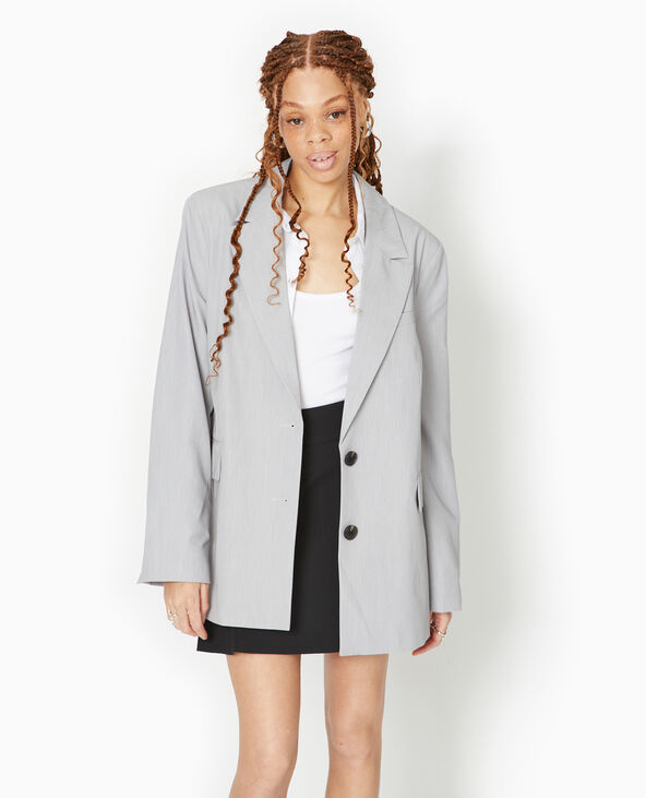 Veste blazer oversize droite gris clair - Pimkie