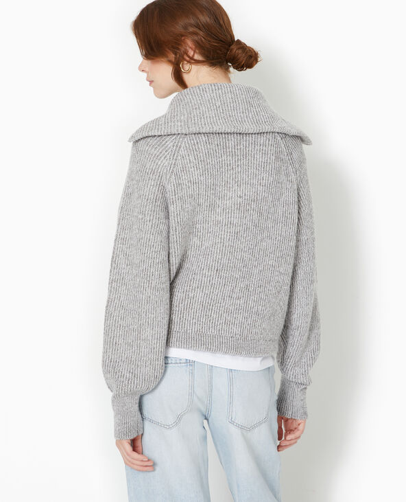 Pull avec grand col camionneur gris chiné - Pimkie