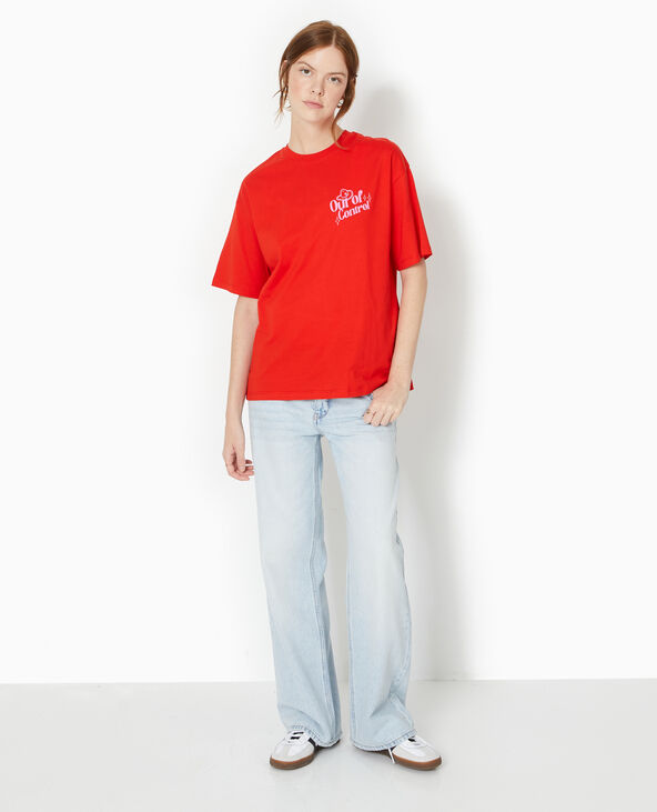 T-shirt oversize avec print devant et dos rouge - Pimkie