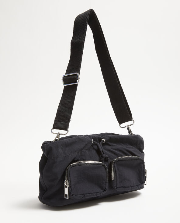 Sac souple en nylon avec poches et lien coulissant noir - Pimkie