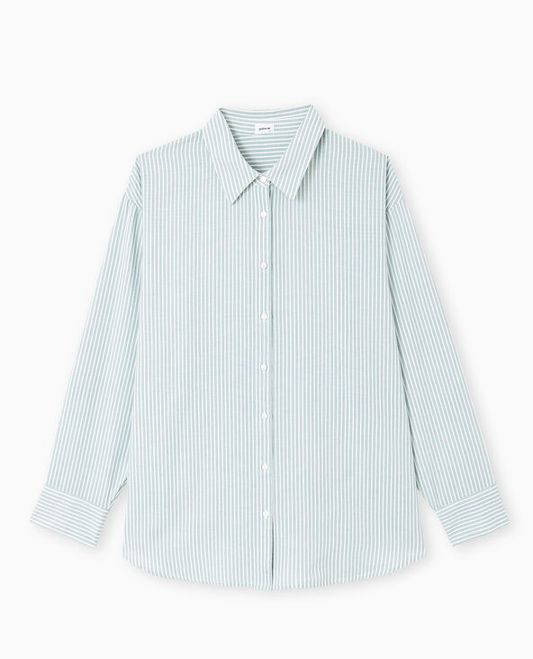 Chemise oversize rayée vert kaki - Pimkie