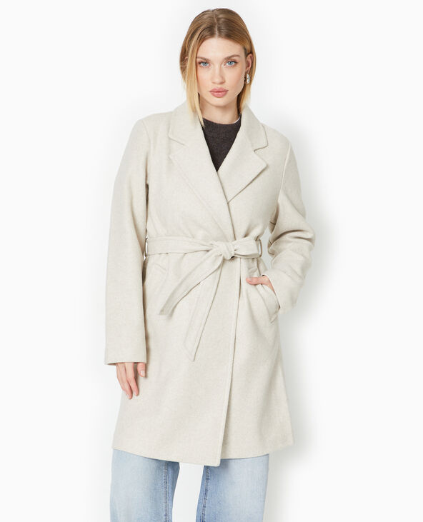 Manteau mi-long avec ceinture beige - Pimkie