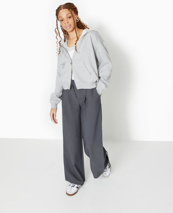 Pantalon large et droit avec pinces gris - Pimkie