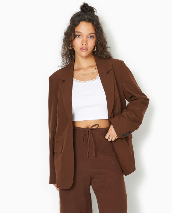 Veste blazer droite marron - Pimkie