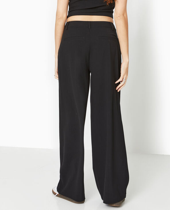 Pantalon large et droit avec pinces noir - Pimkie