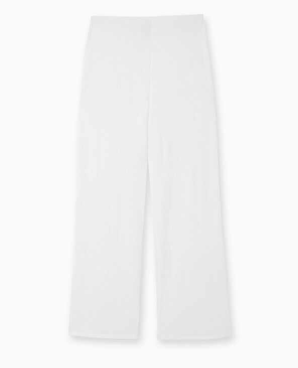 Pantalon large en maille reliéfée blanc - Pimkie