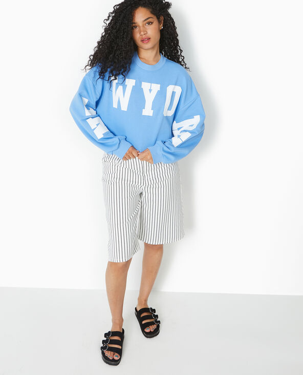 Sweat cropped base coupée avec NEW YORK bleu - Pimkie