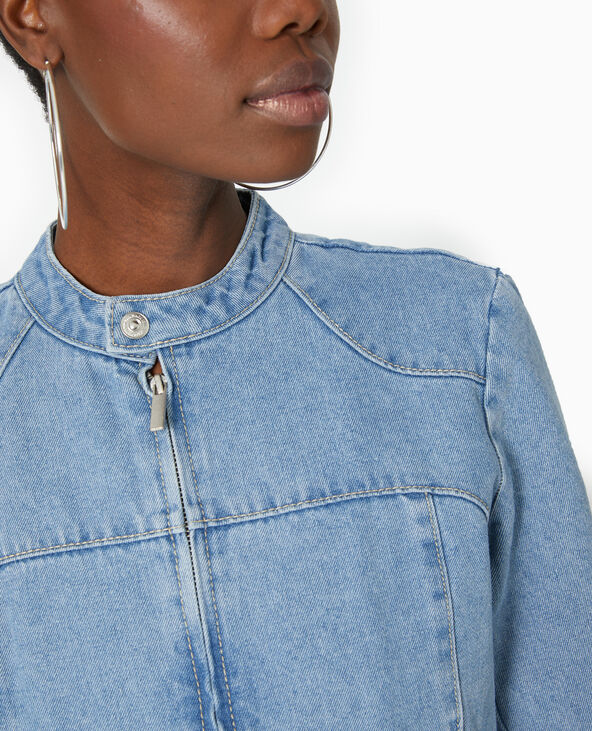 Veste en jean esprit biker bleu - Pimkie