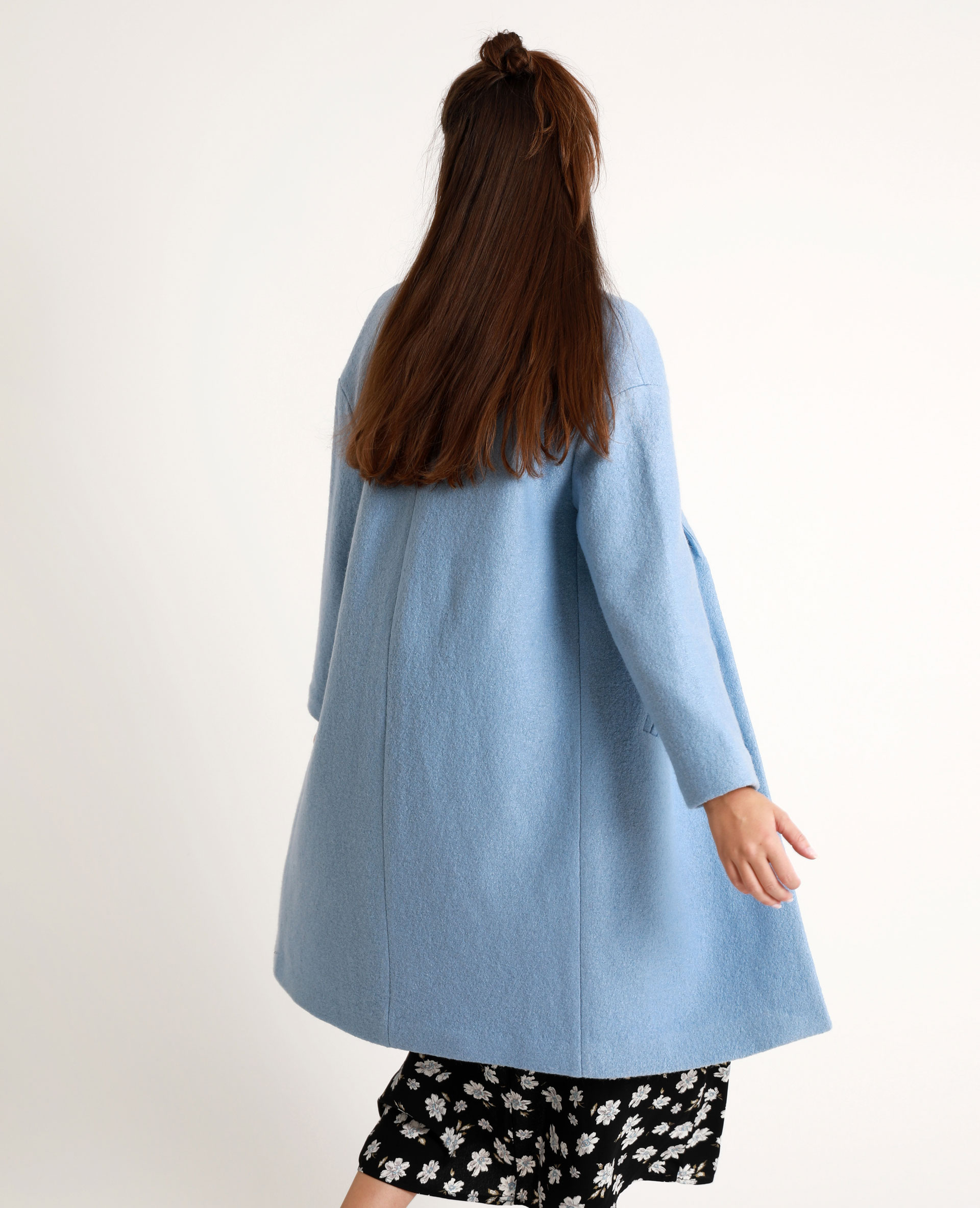 manteau femme bleu laine