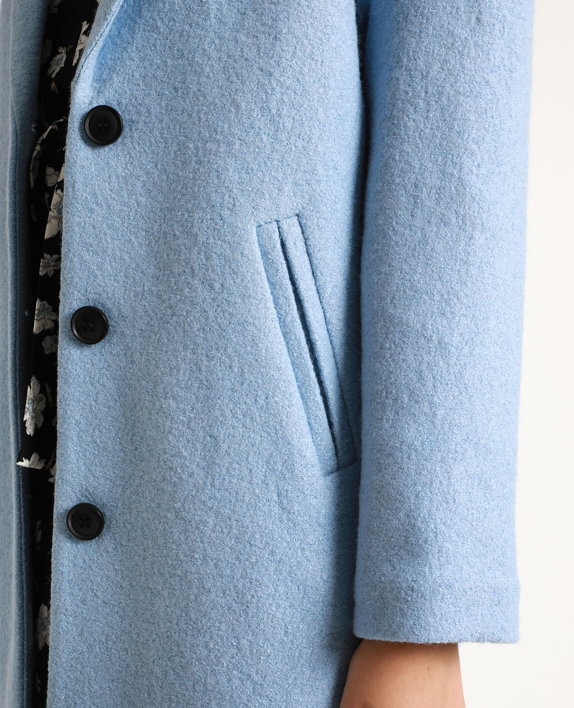 long manteau bleu femme