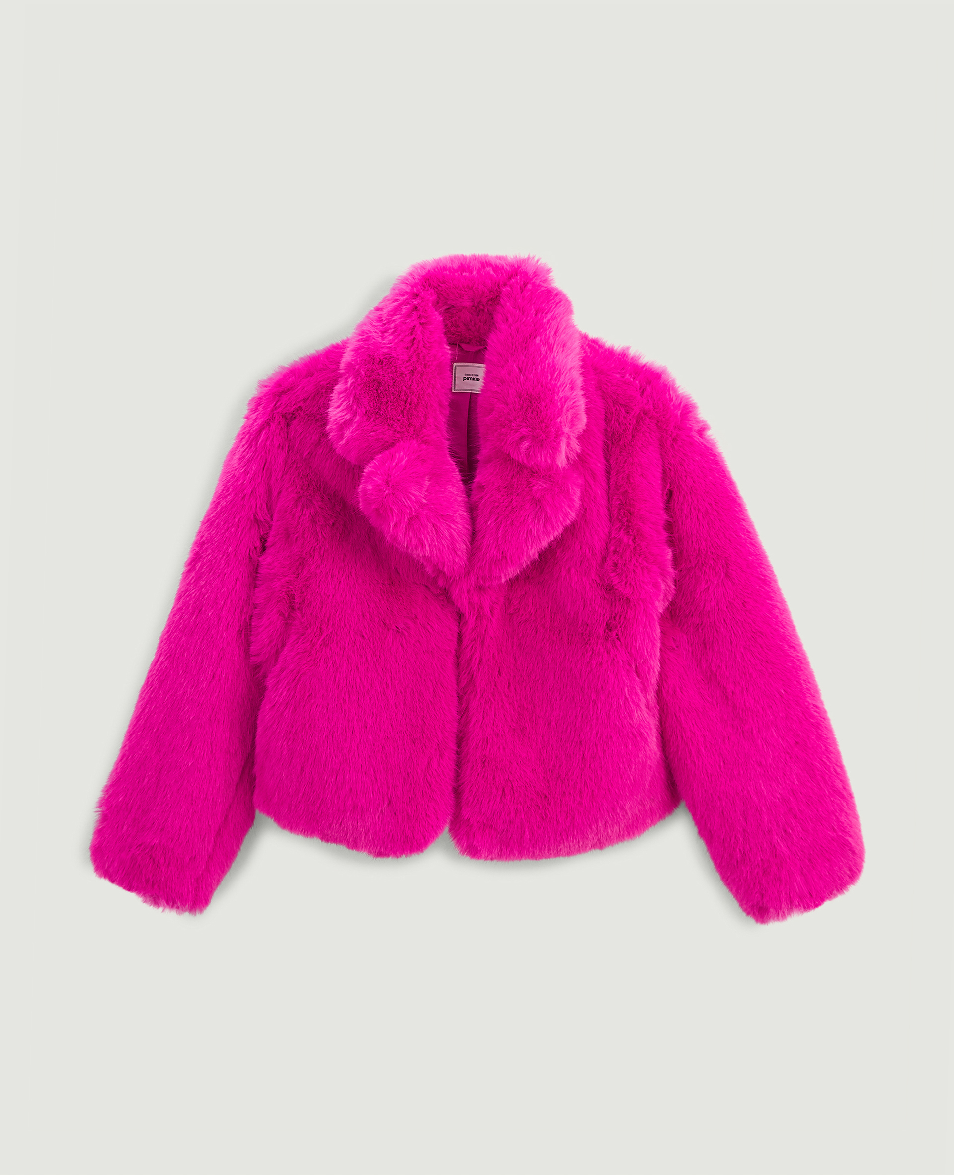 manteau fausse fourrure femme rose