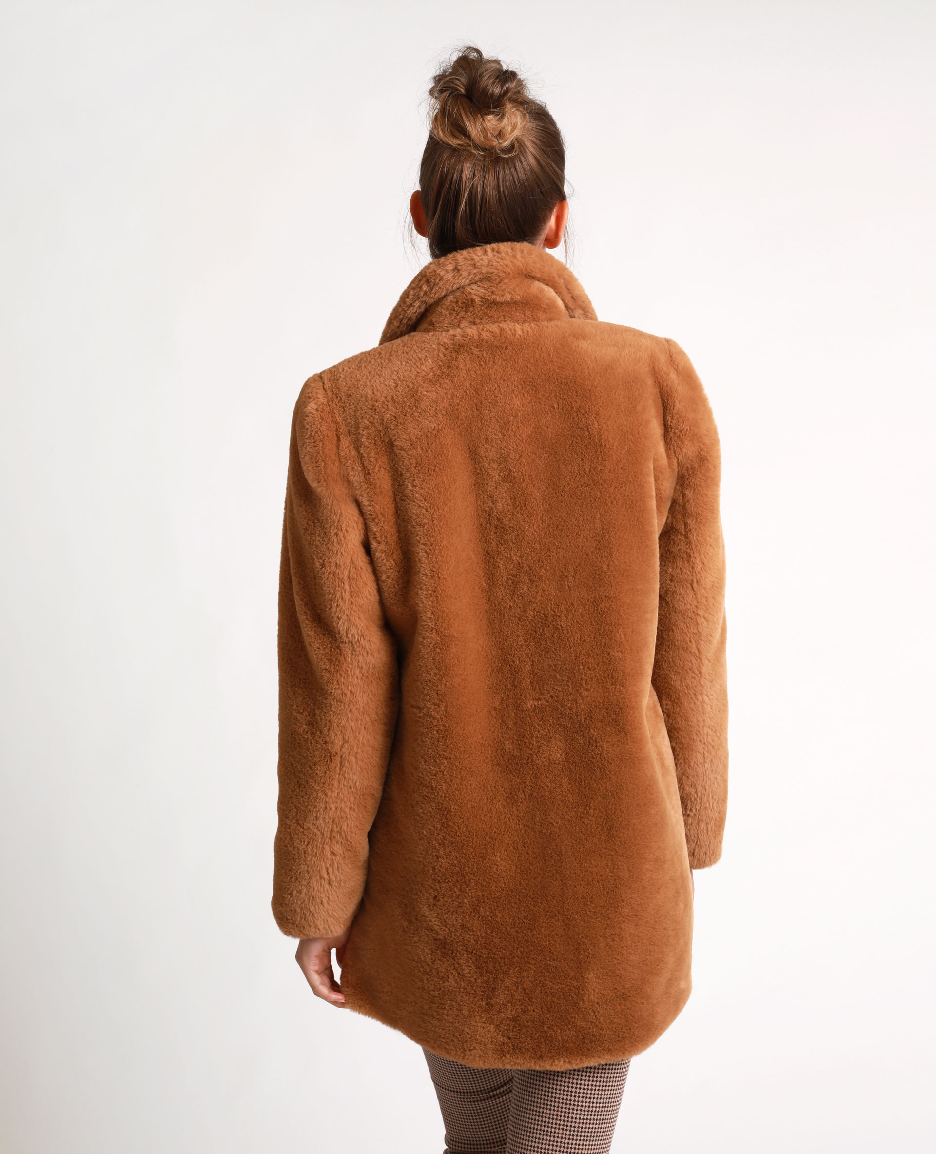 manteau femme moumoute marron