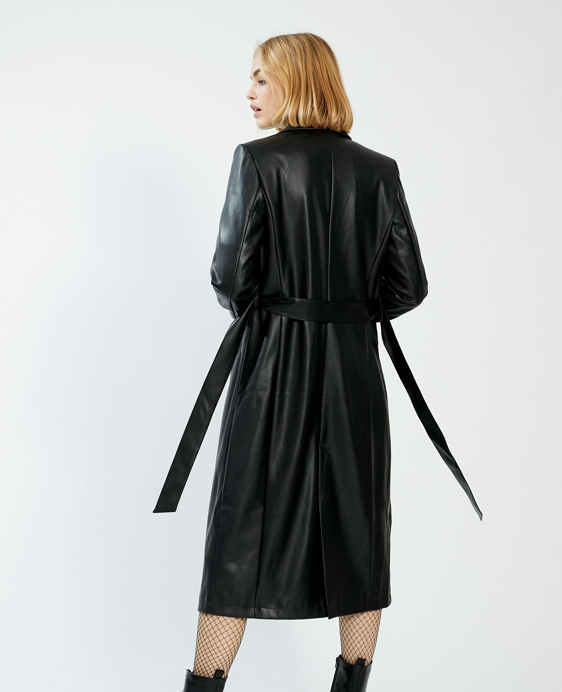 manteau en cuir noir femme